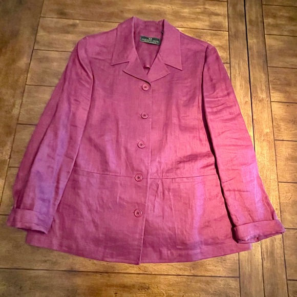 Embassy Row 100% Pure Linen Red Wine Blazer Size 12 S1142-01 - Picture 3 of 8